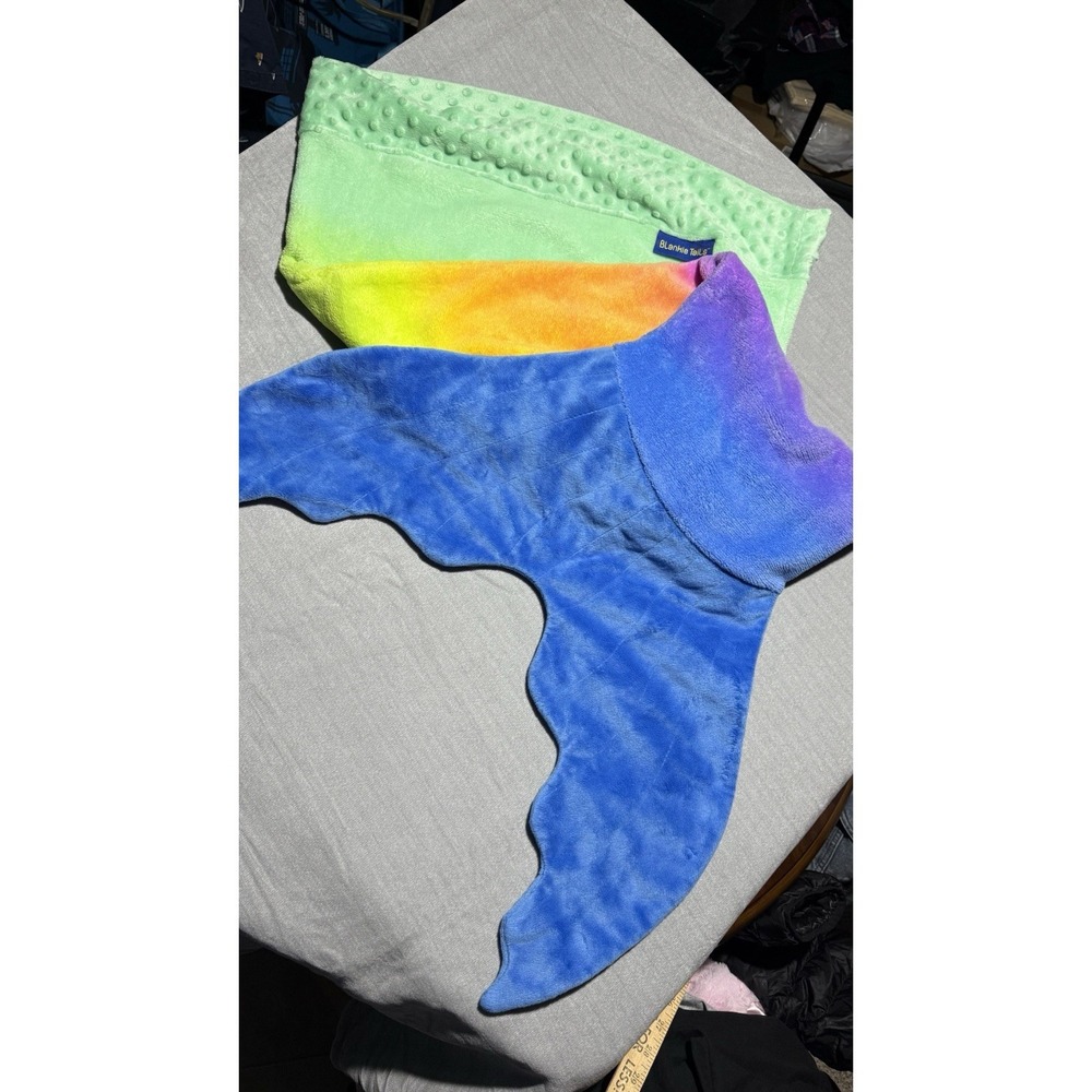 Blankie Tails Mermaid Tail Blanket Rainbow Plush‎ Soft Kids Lounge Throw
